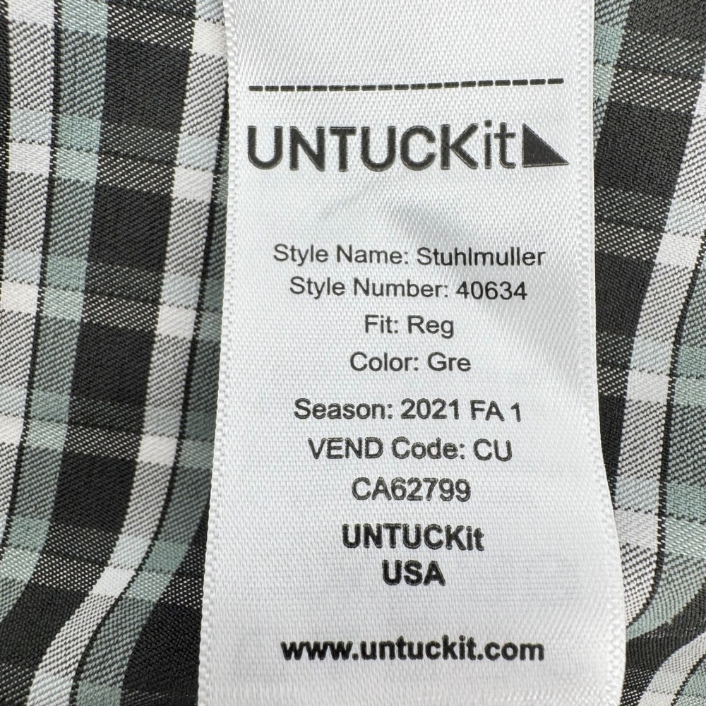 UNTUCKit Shirt Mens 3XL Green Plaid Regular Fit Button Down - Picture 8 of 11